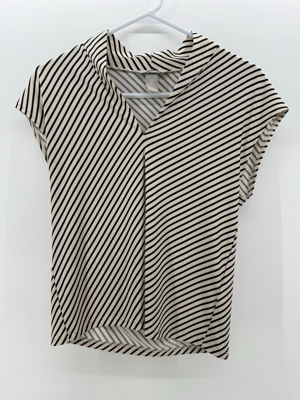 H&M Beige Black Stripe Top size XS